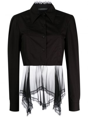 Čipkovaná asymetrická košeľa Alberta Ferretti čierna