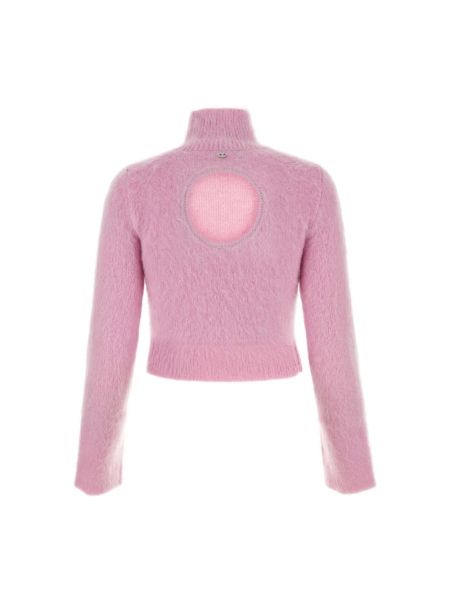 Jersey cuello alto de lana de tela jersey Paco Rabanne rosa