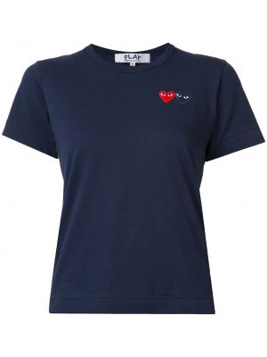 T-shirt brodé de motif coeur Comme Des Garçons Play bleu