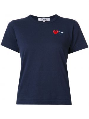 Hjerte mønster broderet t-shirt Comme Des Garçons Play blå