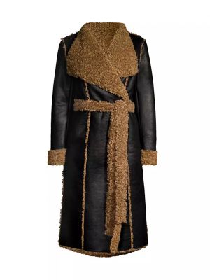 Кожаное пальто Donna Karan New York черное