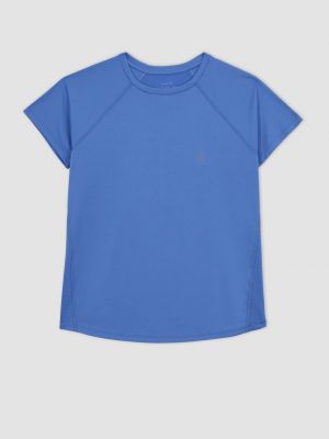 Тениска с къс ръкав от тюл Defacto синьо