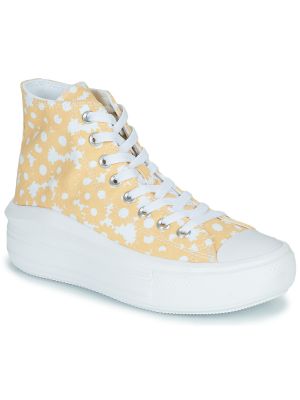 Sneakerși cu model floral cu platformă cu stele Converse Chuck Taylor All Star galben