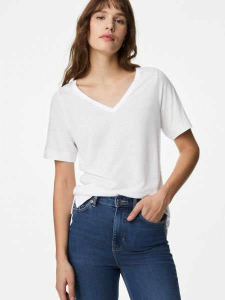 Льняная футболка из модала Marks & Spencer белая