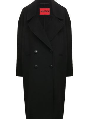 Шерстяное пальто из вискозы Hugo черное