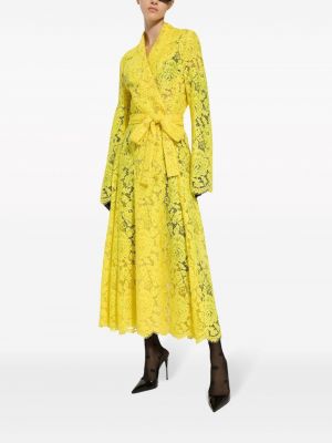 Krajkový květinový trenčkot Dolce & Gabbana žlutý