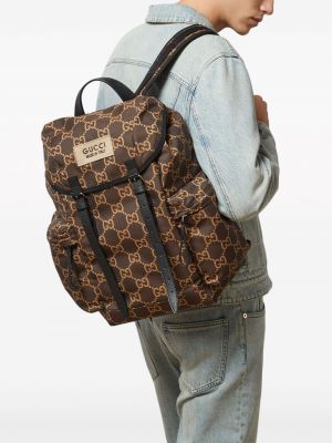 Plecak z nadrukiem Gucci brązowy