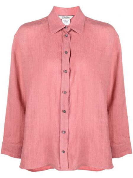 Λινό πουκάμισο 's Max Mara ροζ