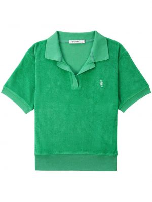 Bombažna polo majica z vezenjem Sporty & Rich zelena