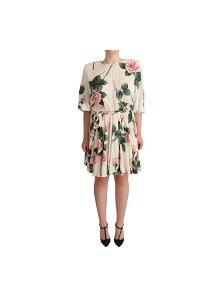 Jedwabna sukienka mini z nadrukiem plisowana Dolce & Gabbana Pre-owned