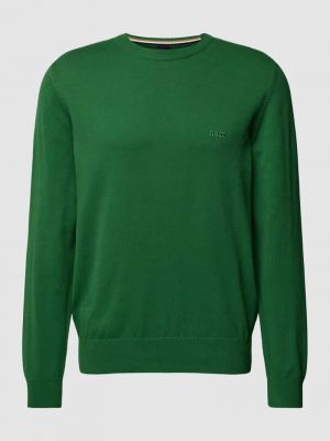 Dzianinowy sweter bawełniany Boss zielony