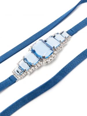 Leder gürtel mit kristallen Orciani blau