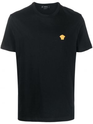Medvilninis siuvinėtas marškinėliai Versace juoda