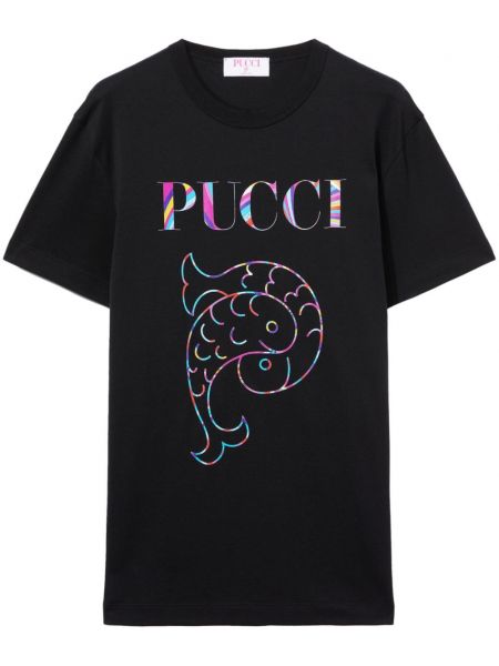 Raštuotas medvilninis marškinėliai Pucci juoda