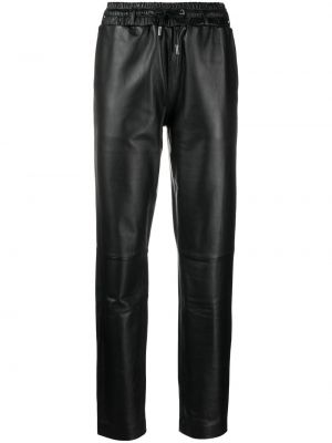 Pantaloni dritti di pelle Max & Moi nero
