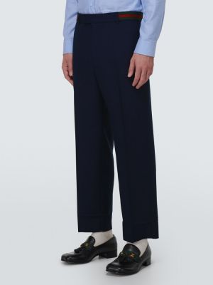 Pruhované rovné kalhoty Gucci modré