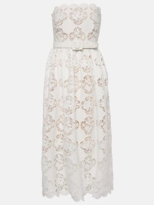 Sukienka midi koronkowa Oscar De La Renta biała