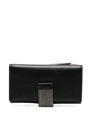 Usnjena denarnica z biseri Fabiana Filippi črna