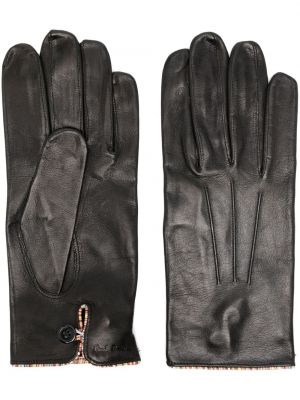 Ριγέ δερμάτινα γάντια Paul Smith μαύρο