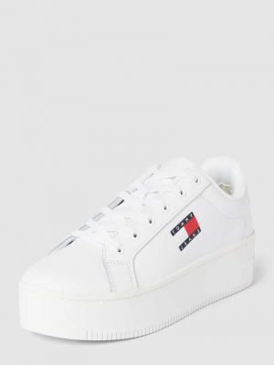 Sneakersy skórzane na platformie Tommy Jeans białe