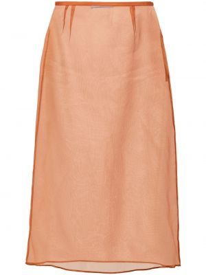 Midi φούστα με διαφανεια Prada πορτοκαλί