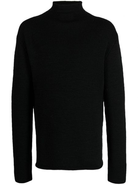 Μάλλινος πουλόβερ από μαλλί merino The Row μαύρο