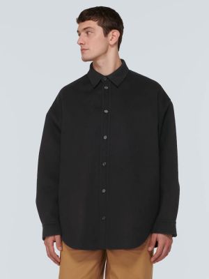 Μάλλινο πουκάμισο Acne Studios μαύρο