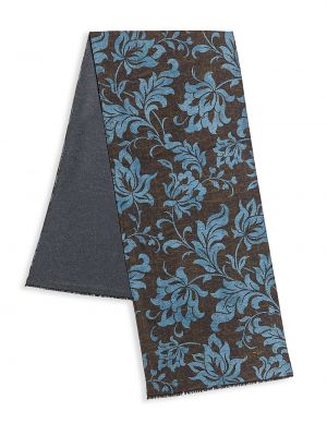 Шелковый шарф с принтом Kiton коричневый