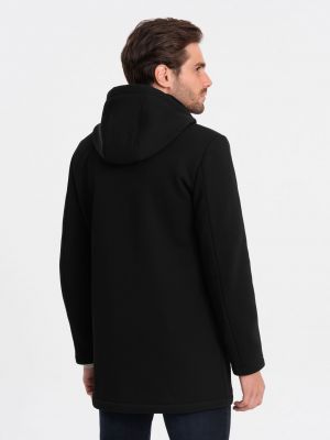 Zateplení kabát na zip s kapucí Ombre černý