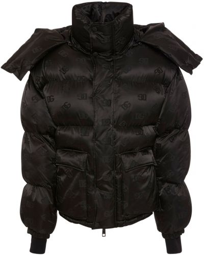 Páperová bunda s kapucňou Dolce & Gabbana čierna