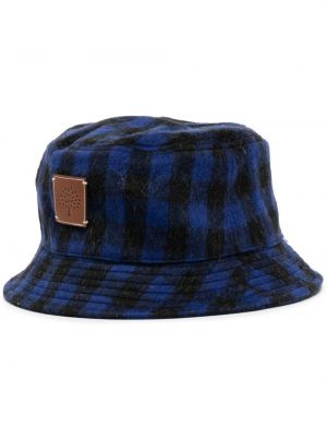 Карирана шапка с принт Mulberry синьо