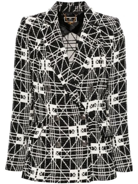 Μπλέιζερ με σχέδιο tweed Elisabetta Franchi μαύρο
