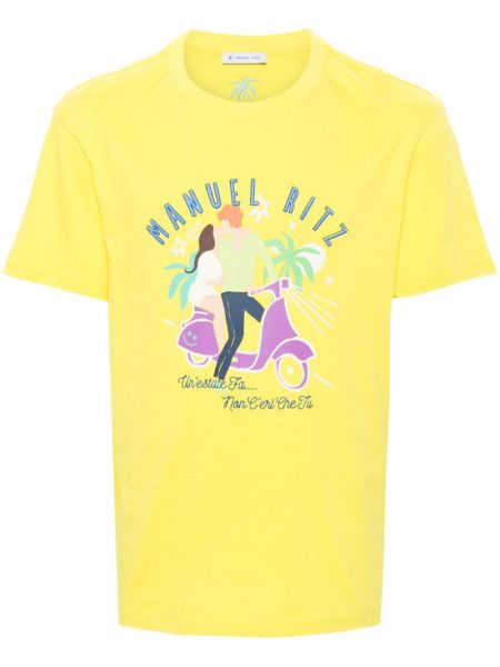 Памучна тениска с принт Manuel Ritz жълто