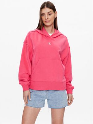 Mikina s kapucí Calvin Klein Jeans růžová