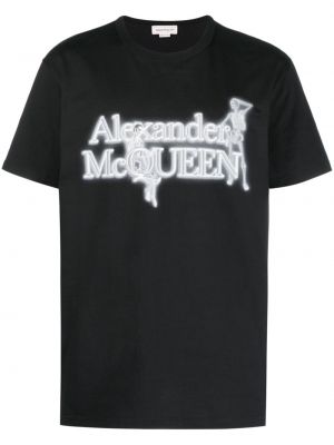 T-shirt en coton à imprimé Alexander Mcqueen noir