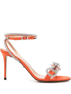 Sandali z lokom s kristali Mach & Mach oranžna