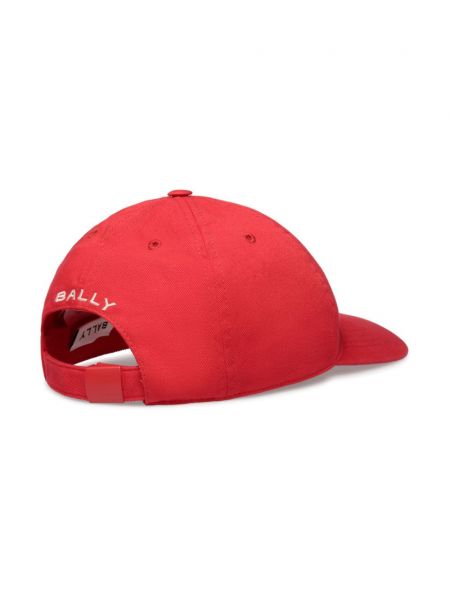 Haftowana czapka z daszkiem bawełniana Bally czerwona