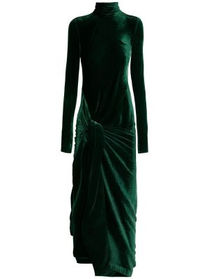 Aksamitna sukienka midi z długim rękawem drapowana Petar Petrov