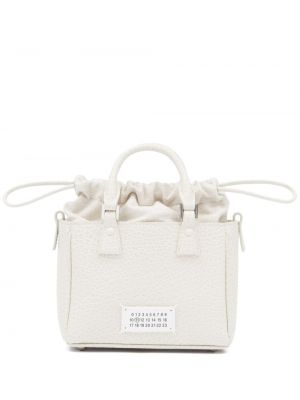 Δερμάτινη τσάντα shopper Maison Margiela λευκό