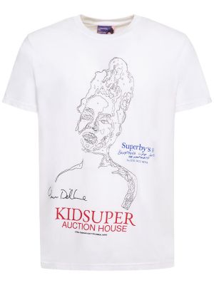 Памучна тениска с принт от джърси Kidsuper Studios бяло