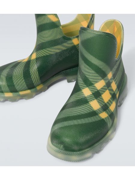 Gumijasti škornji s karirastim vzorcem Burberry zelena