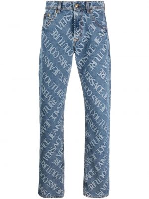 Straight leg jeans con stampa Versace Jeans Couture blu