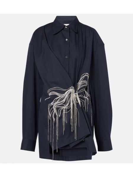 Draperad bomull skjorta Dries Van Noten blå