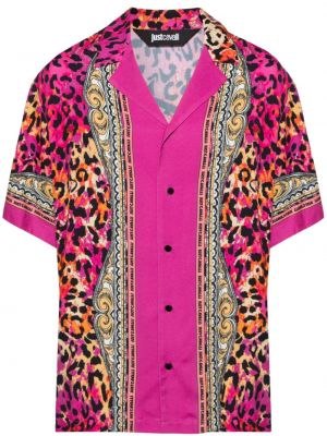 Košulja s printom s leopard uzorkom Just Cavalli ružičasta