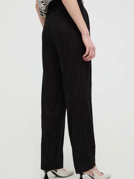 Pantaloni cu talie înaltă de in Desigual negru