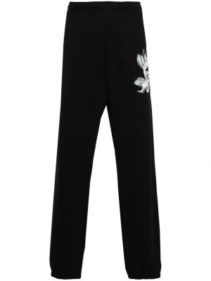 Kvetinové teplákové nohavice s potlačou Y-3 čierna