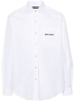 Bavlnená košeľa s výšivkou Palm Angels biela