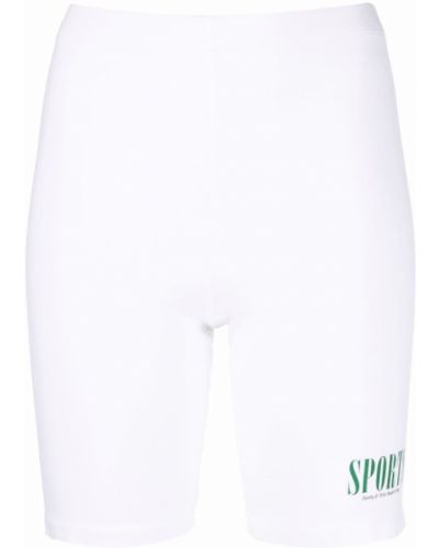Kolesarske kratke hlače s potiskom Sporty & Rich bela