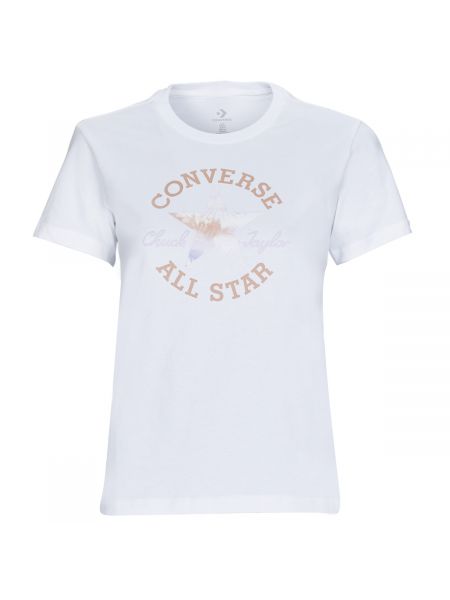 Koszulka w kwiatki z krótkim rękawem w gwiazdy Converse biała