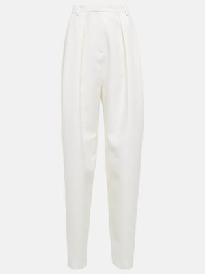 Hedvábné vlněné rovné kalhoty Magda Butrym bílé